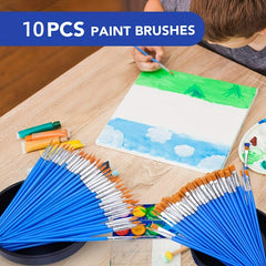 10pcs Acrylic Paint Brushes Set Flat Pointed Tip Paintbrushes Watercolor Art