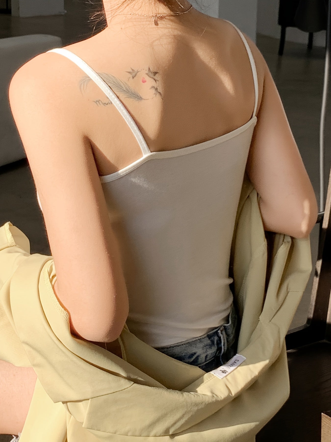 Solid Cami Top Crew Neck Slim Fit Top Women's Lingerie