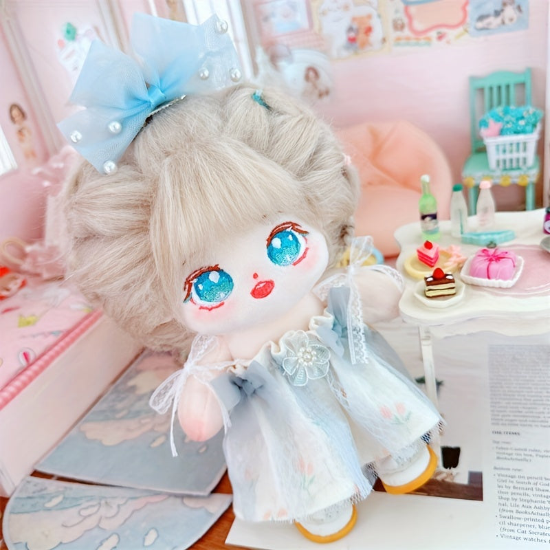 7.87in Cotton Flower Doll: Strap Skirt, Bow, Princess Shoes, Bridesmaid Gift