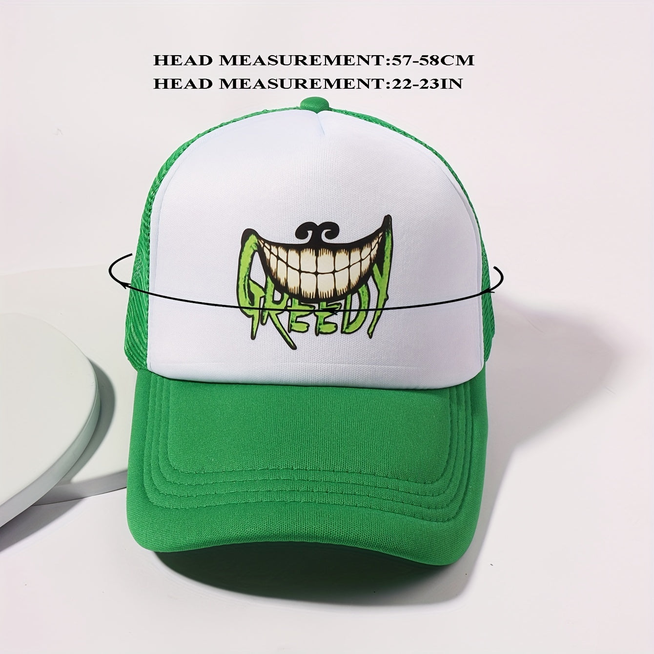 GRINNING Printed Trucker Hat Green Baseball Cap Mesh Breathable Dad Hats