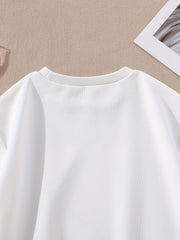 Girls Heart Print Sweatshirt Long Sleeve Pullover Top