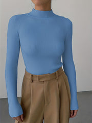 Women's Ribbed Mock Neck Knit Sweater
