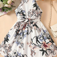 Toddler Girls Floral Princess Halter Dress for Party Beach Vacation