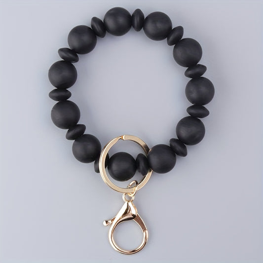 Silicone Beaded Bracelet Keychain Keyring Bag Purse Pendant