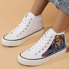 Horror Tattoo Pattern High Top Canvas Sneakers