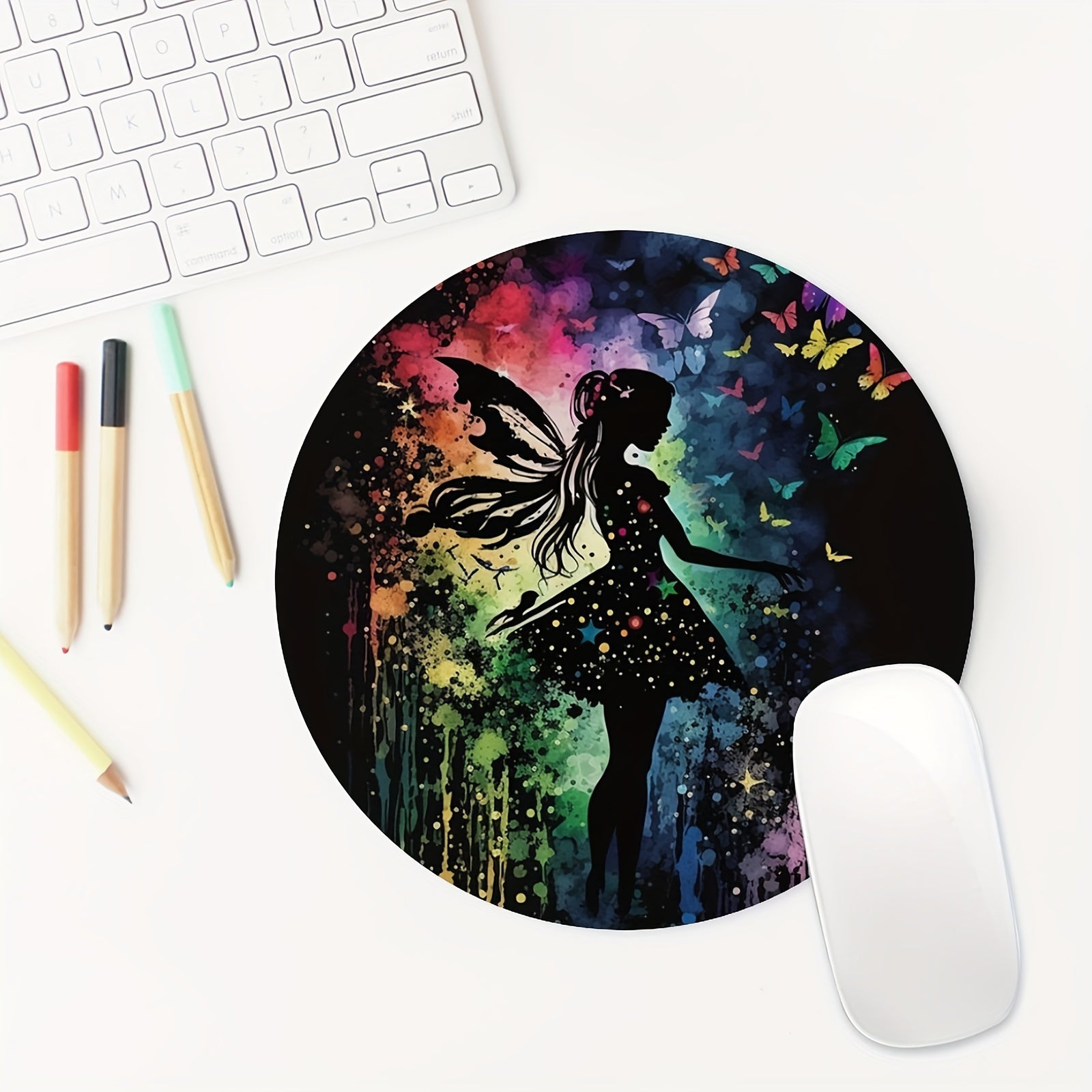 Fairytale Round Mouse Mat Non-Slip Rubber Base Mousepad 7.87x7.87x0.1inch