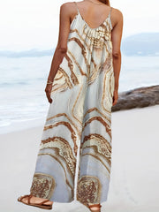 Marble Print Wide Leg Cami Jumpsuit