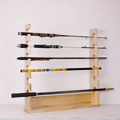 Wood Fishing Rod Organizer Garage Rack