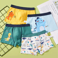4pcs Boys Dinosaur Boxer Briefs Soft Breathable Underwear
