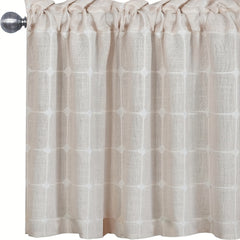 Boho Kitchen Curtains Linen Textured Modern Farmhouse Short Window Curtain