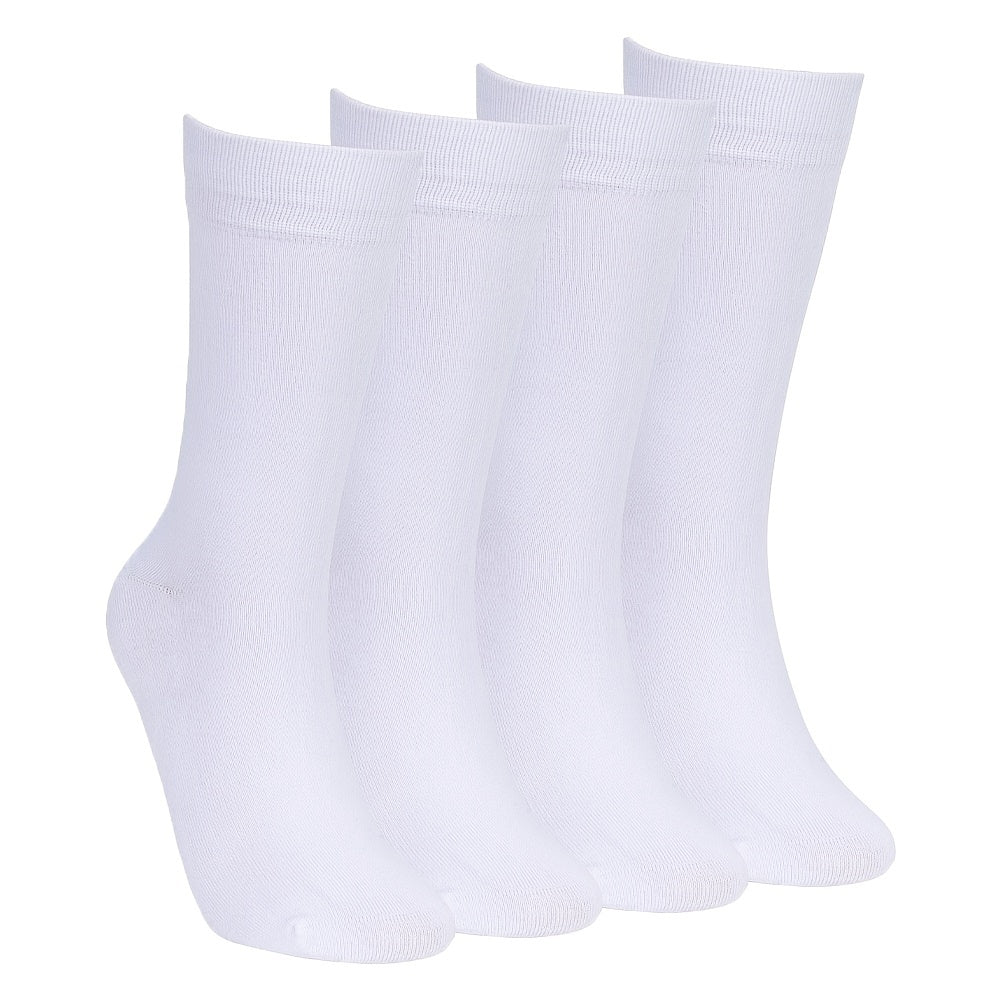 4 Pairs Solid Calf Socks Women's Knee High Stockings Hosiery