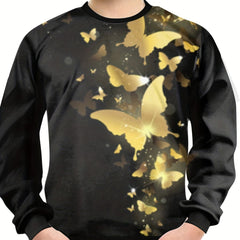 Teens 3D Golden Butterfly Print Sweatshirt Kids Casual Pullover
