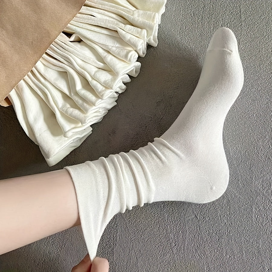 5 Pairs Solid Socks Women's Stockings & Hosiery