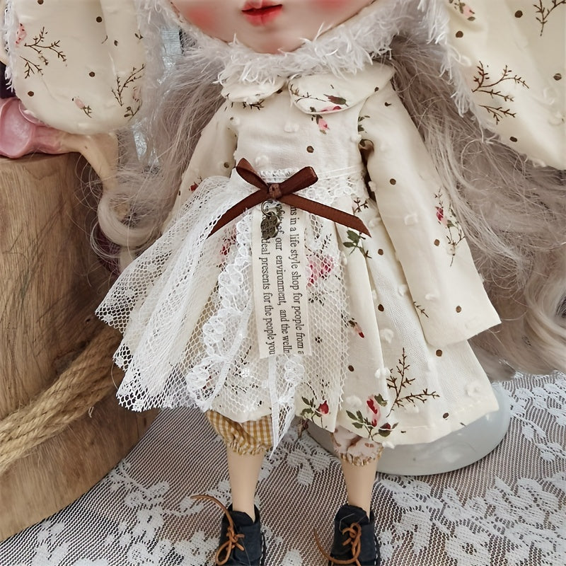 Long Ears Hat Flower Skirt Casual Pants DIY Doll Accessories for 1 6 Bress Doll