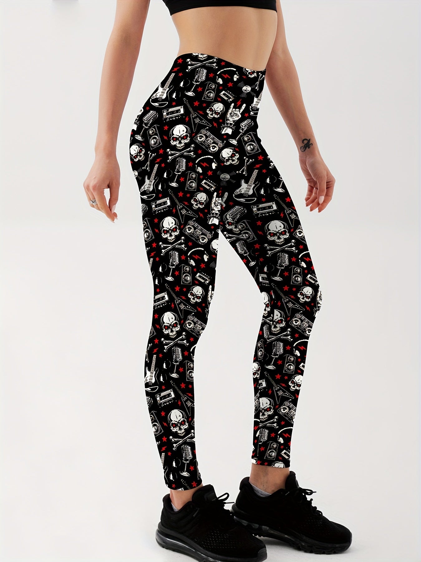 Skull Graphic Yoga Leggings for Women