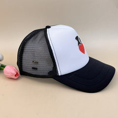 Puppy Heart Print Trucker Hat Lightweight Breathable Baseball Cap