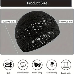 3pcs Hollow Out Crochet Beanie Elastic Head Wraps Unisex Skull Cap
