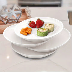 4pcs Lightweight Round Dinner Plates Creative Plastic Dinnerware