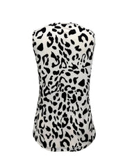 Leopard Print Button Front V Neck Tank Top Sleeveless Casual Summer Top