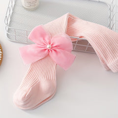 2 Pairs Kids Bowknot Socks Breathable Comfy Pantyhose 0-10 Years