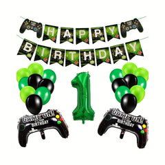 15 Yrs Old Gamepad Theme Bday Party Set Game Fan Decor Number Balloon Pull Flag