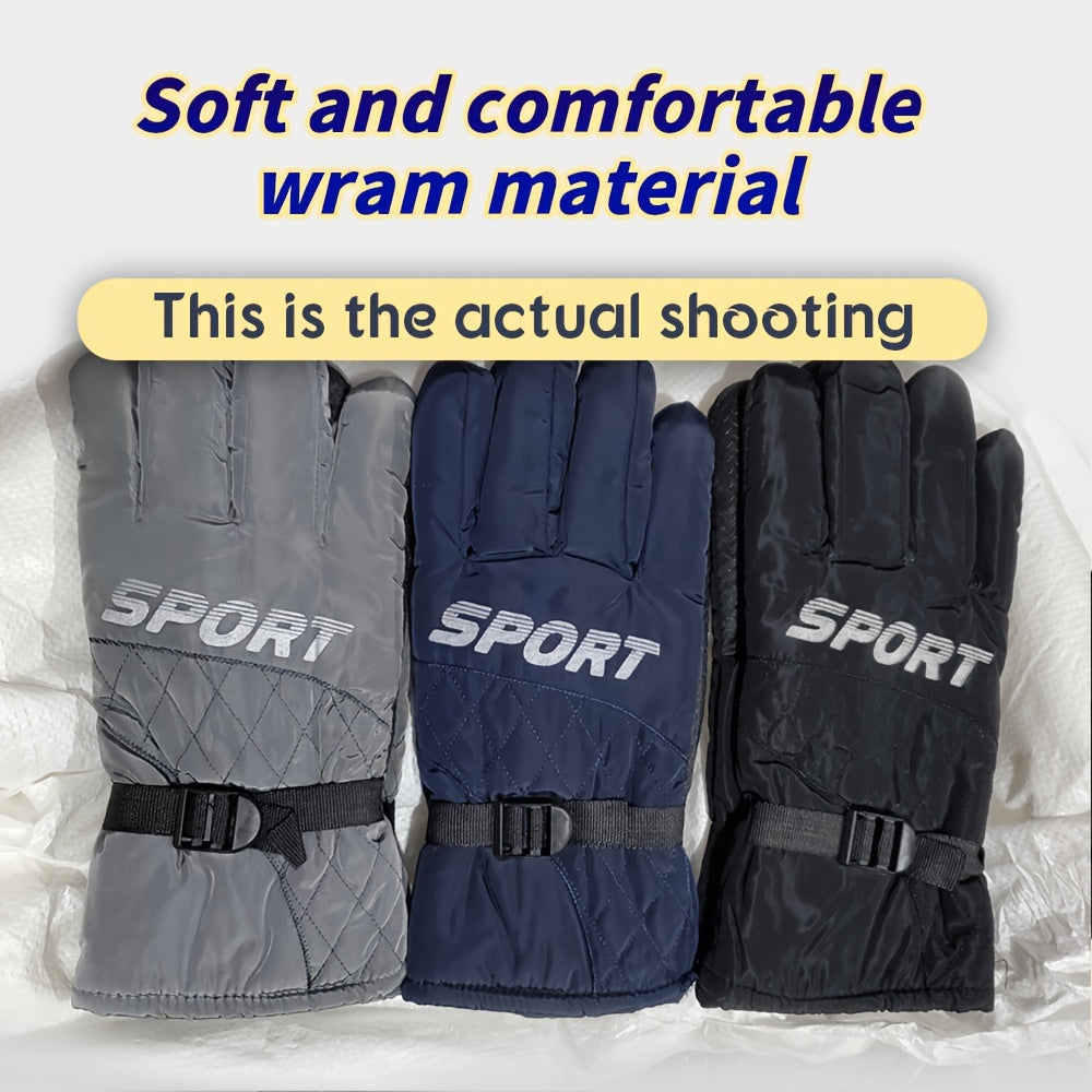 Winter Fleece Lined Warm Gloves Anti Slip Waterproof - Cycling Running Driving