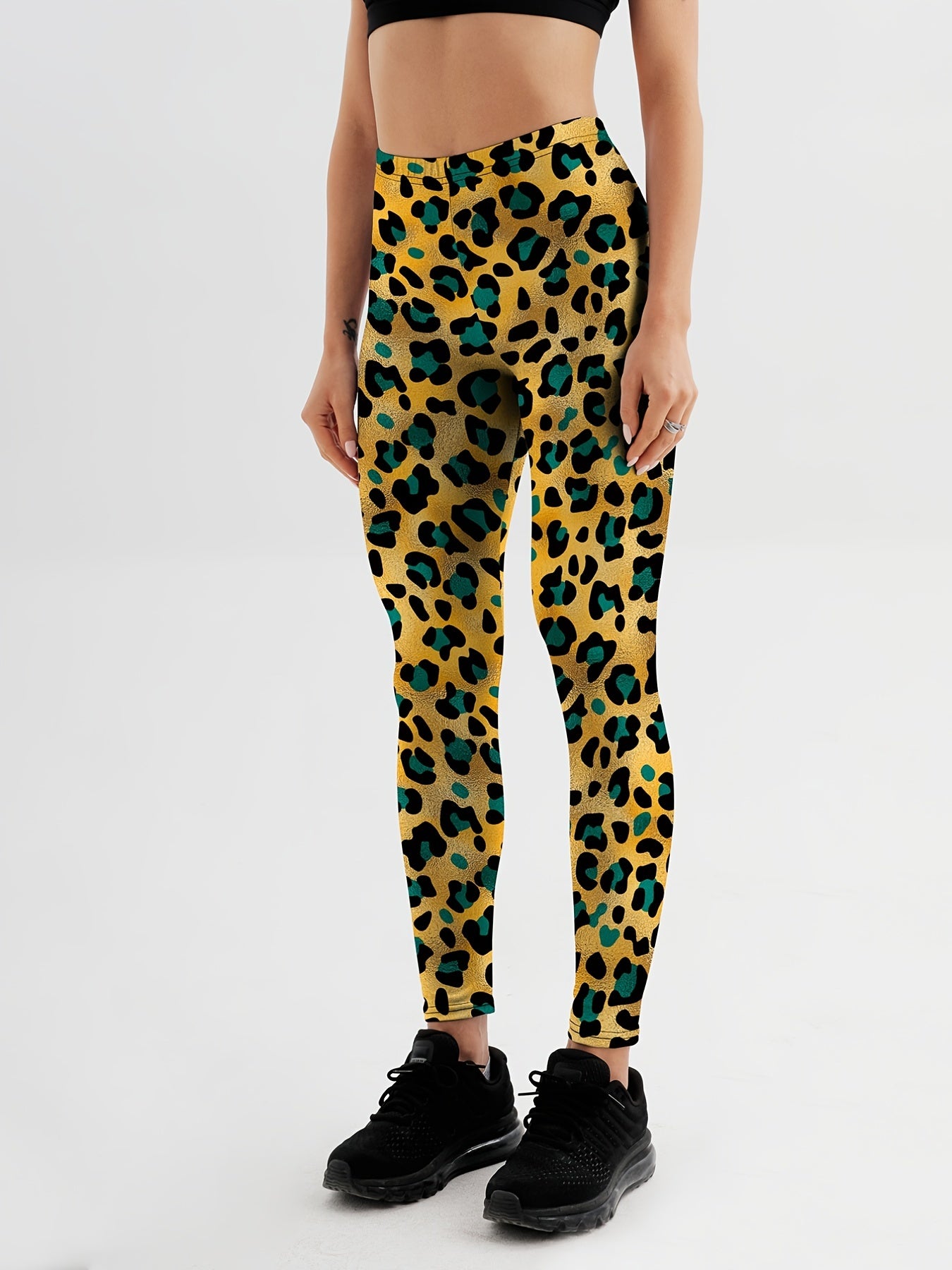 Leopard Print Yoga Sports Leggings High Stretch Running Workout Gym Tight Pants