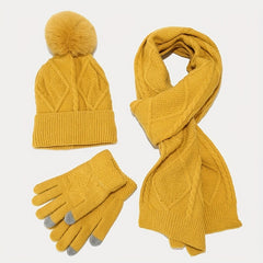 Unisex Winter Warm 3 Pc Set - Acrylic Dry Clean Outdoor Thermal Ensemble