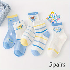 5 Pairs Boys Kids Thin Mesh Breathable Deodorant Socks