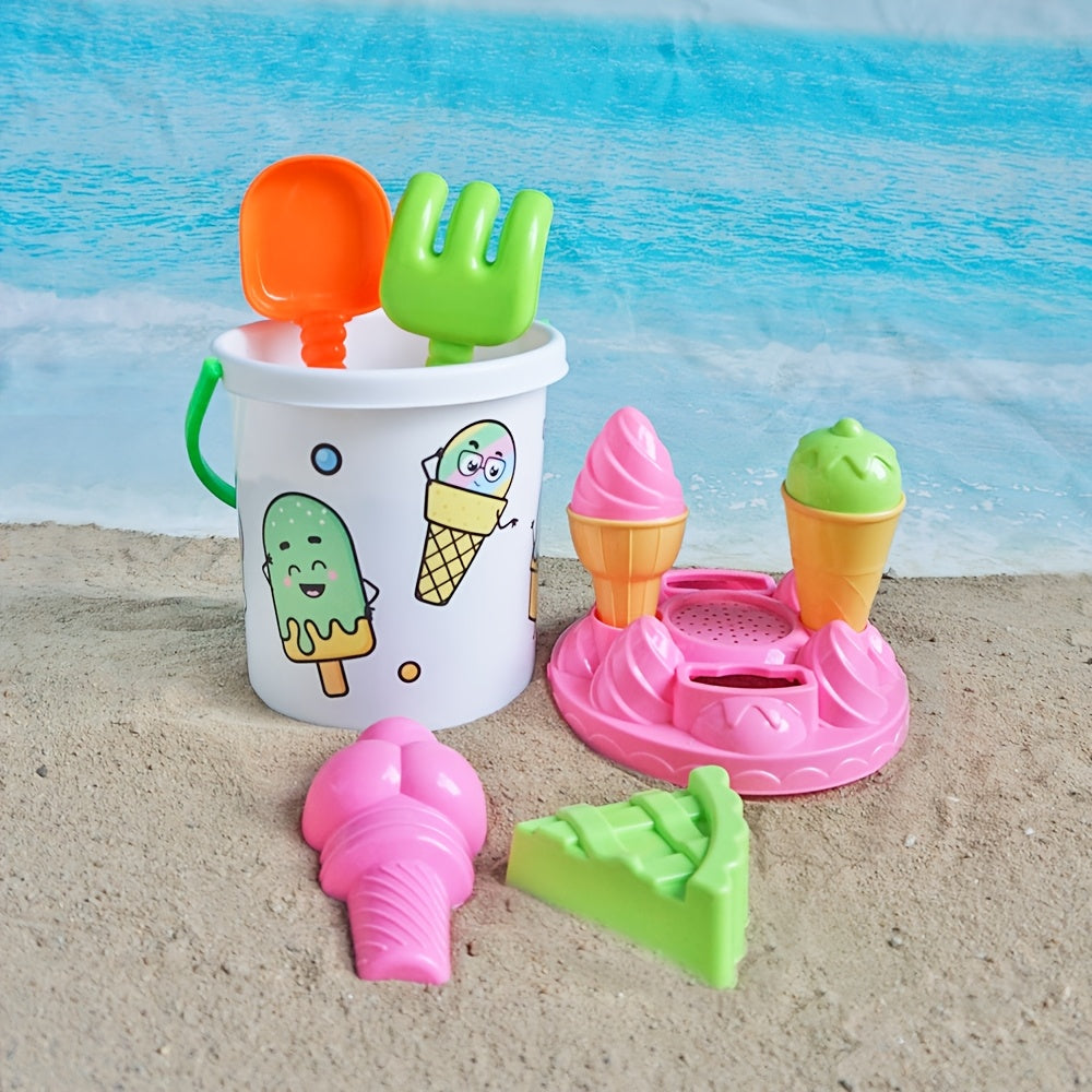 Kids Beach Toy Set: Bucket, Shovel, Ice Cream Molds - Fun Boys & Girls