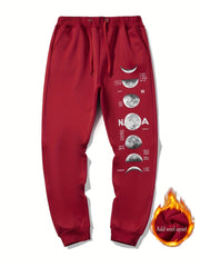 Moon Phase Pattern Casual Graphic Drawstring Joggers Sweatpants