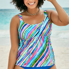Rainbow Striped Tankini Set Cami Top & Panty Swimsuit
