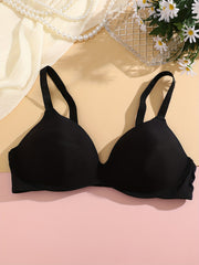 Comfy Push Up Bra Solid T Shirt Breathable Women's Lingerie