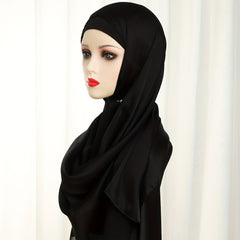 Soft Silky Scarf Thin Breathable Hijab Solid Shawl Classic Head Wrap Women Turba