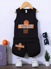Boys Basketball Jersey Set Sleeveless Top & Shorts Quick Drying Tank