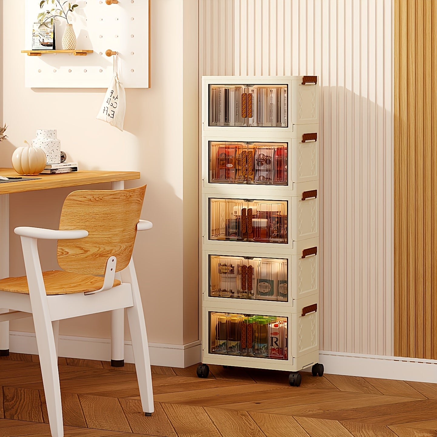 Pretty Foldable Storage Bin Double Door Sundries Storage Box