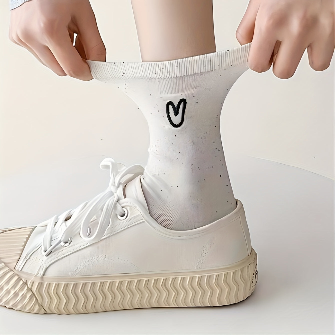 3 Pairs Heart Pattern Crew Socks For Girls Kids
