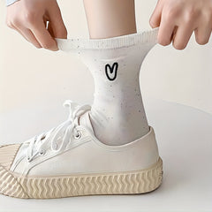 3 Pairs Heart Pattern Crew Socks For Girls Kids
