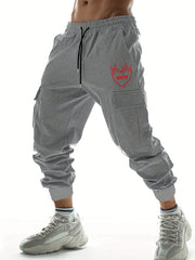 Flame Heart Pattern Joggers Men's Cargo Pants