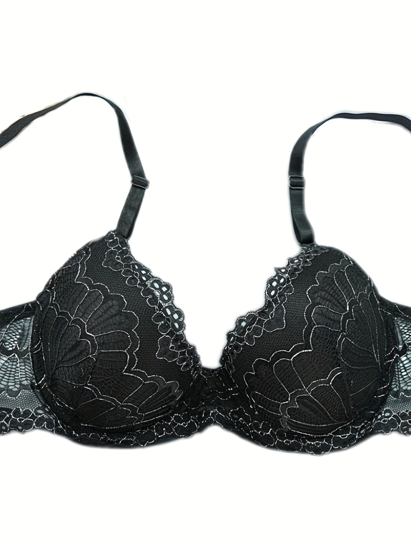 Contrast Lace Push Up Bra Women's Intimates Lingerie