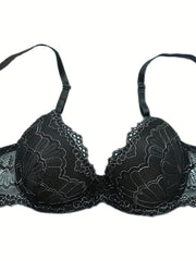 Contrast Lace Push Up Bra Women's Intimates Lingerie