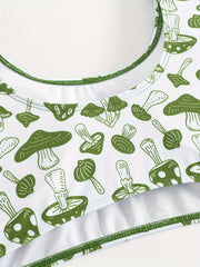Sexy Mushroom Print Cut Out One Piece Swimsuit