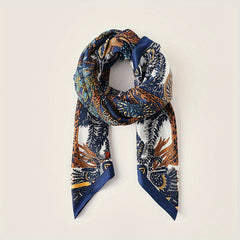 Classic Floral Print Shawl Silk Square Scarf French Style Headwrap