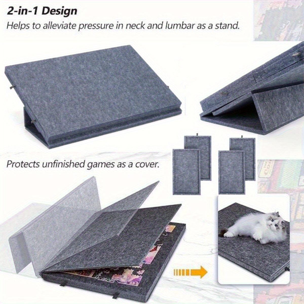 Collapsible Puzzle Board Felt Mat with 4 Drawers - Up to 500pcs Puzzles