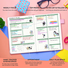 Undated Weekly Planner Weekly Goals Notebook