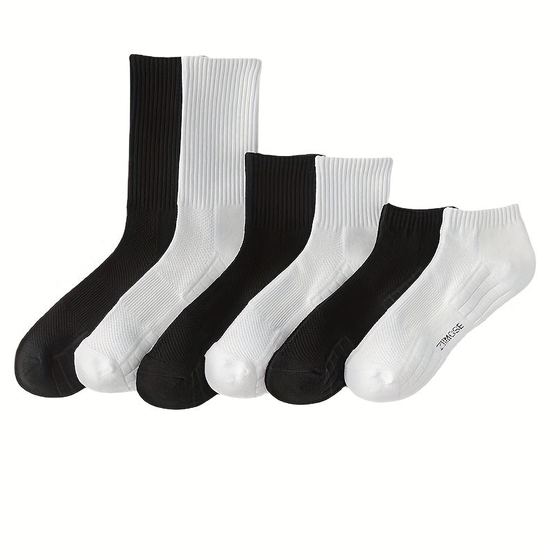 Men's Solid Crew Socks Cotton Blend Comfy Casual Outdoor All Seasons