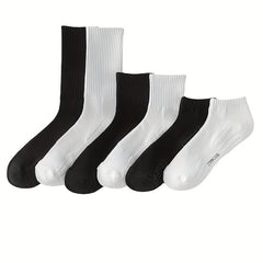 Men's Solid Crew Socks Cotton Blend Comfy Casual Outdoor All Seasons