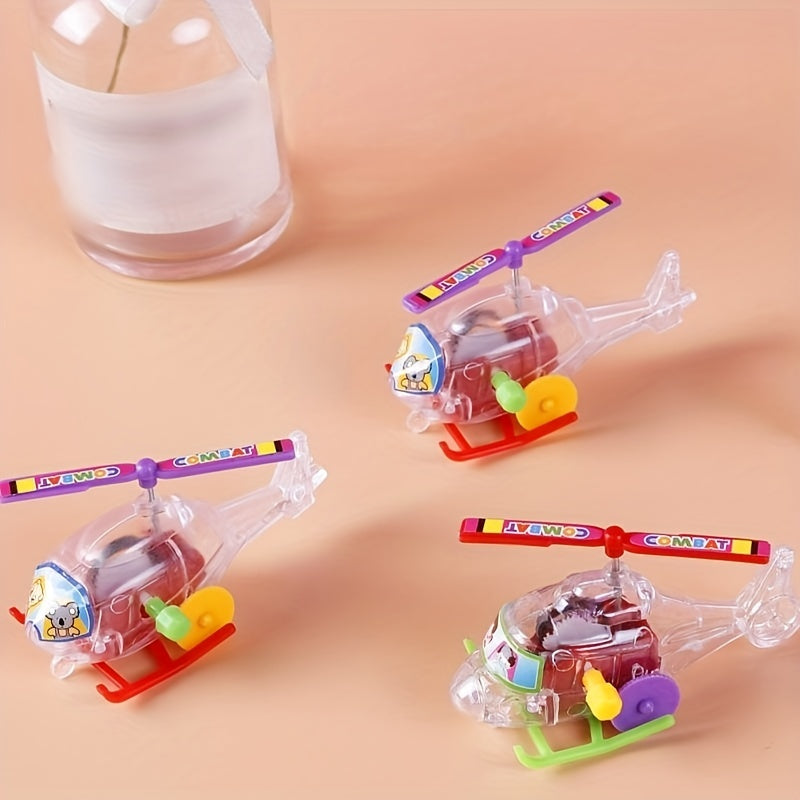 4pcs Mini Aircraft Plastic Helicopter Toy with Propeller Rotatable