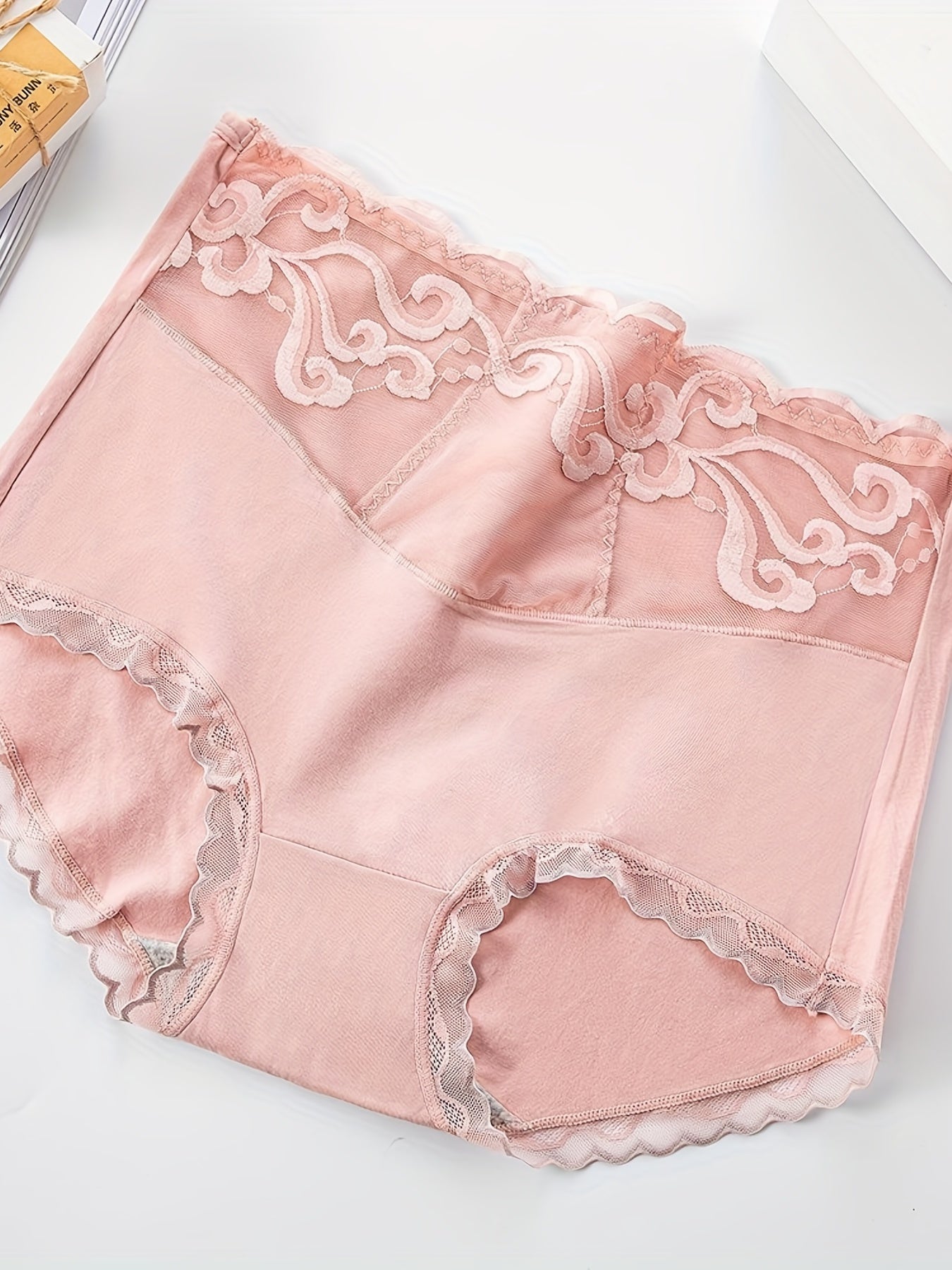 4pcs Contrast Lace Briefs Soft Intimates Panties Women's Lingerie