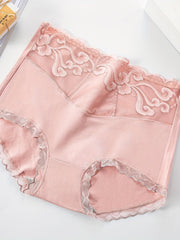 4pcs Contrast Lace Briefs Soft Intimates Panties Women's Lingerie